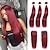 cheap 3 Bundles with Closure-Red Hair Bundles Remy Hair 100% Brazilian Human Hair Straight Burgundy Weave Bundles with Lace Front Closure Hair Extension for Black Women Mixed Length