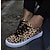 billige Sneakers til kvinner-Dame Treningssko Store størrelser Lerretsko utendørs Leopard Flat hæl Rund Tå Mote Sportslig Komfort Lerret Snøring Leopard Hvit Rød