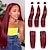 billiga 3 buntar med closure-röda hårbuntar remy hair 100 % brasilianskt människohår rakt vinröda vävda buntar med spetsar framtill hårförlängning för svarta kvinnor blandad längd