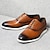 baratos Sapatos Oxford para Homem-Homens Tênis sociais Couro Couro de grão integral italiano Antiderrapante Com Cadarço Preto Marron