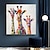 abordables Pinturas de animales-Pintura colorida de la familia de jirafas sobre lienzo, arte de pared de animales grandes pintado a mano para decoración del hogar, obra de arte de animales, decoración de pared de jirafa elegante,