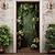 ieftine Capacele ușilor-acoperă florale vintage verzi pentru uși decor mural tapiserie pentru uși perdeaua de ușă decorare fundal banner de ușă detașabil pentru ușa din față de interior, în aer liber, decorare a camerei de