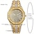 ieftine Ceasuri Quartz-3 buc/set ceas hiphop pentru bărbați cu strasuri &amp; colier &amp; set bratara, cadou de Craciun