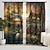 cheap Curtains &amp; Drapes-2 Panels Forest House Curtain Drapes Blackout Curtain For Living Room Bedroom Kitchen Window Treatments Thermal Insulated Room Darkening