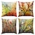 cheap Floral &amp; Plants Style-4 pcs Linen Pillow Cover, Floral Floral&amp;Plants Rustic Square Traditional Classic Cotton / Faux Linen Home Sofa Decorative Outdoor Cushion for Sofa Couch Bed Chair