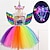 cheap Movie &amp; TV Theme Costumes-Set with Unicorn Tutu Dress Wings Headband 4 Light Up Star Wands Kids Girls&#039; Princess Halter Tulle Dress World Book Day Carnival Costumes