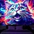 cheap Blacklight Tapestries-Painting Cat Portrait Blacklight Tapestry UV Reactive Glow in the Dark Trippy Misty Hanging Tapestry Wall Art Mural for Living Room Bedroom