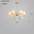 billige Sputnikdesign-vintage gull messing 6/8/10-lys sputnik lysekrone unik blusset stoffskjerm under lys unik metall svanehals taklampe for stue gang-kobber
