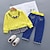 baratos Conjuntos-Conjunto de roupas infantis para meninas 2 peças 1-3 anos manga longa rosa amarelo claro verde xadrez letra arco algodão escola interior ao ar livre básico outono