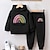 cheap Sets-2 Pieces Kids Girls&#039; Graphic Pants Suit Set Long Sleeve Active School 7-13 Years Spring Black Pink Red