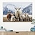 abordables Impresiones de Animales-Arte de pared de animales, lienzo, ovejas bajo las montañas nevadas, impresiones y carteles, imágenes, pintura decorativa de tela para sala de estar, imágenes sin marco