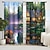 cheap Curtains &amp; Drapes-2 Panels Forest House Curtain Drapes Blackout Curtain For Living Room Bedroom Kitchen Window Treatments Thermal Insulated Room Darkening