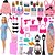 cheap Dolls Accessories-Yitian Pink Doll Accessories Shoes Suitcases Backpacks Doll Houses Furniture Daily Life Surfboards