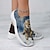 ieftine Pantofi cu imprimare grafică-Pentru femei Adidași Slip-On-uri Pantofi de imprimare Mărime Plus Size Pantofi Flyknit În aer liber Zilnic Pisica #D Toc Drept Modă Casual Tăiați volantul Galben Rosu Albastru