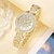 abordables Relojes de Cuarzo-Conjunto de regalo de pulsera de reloj de cuarzo de negocios informal de moda de lujo para mujer de 2 piezas