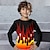 olcso fiú 3D-s pólók-Fiú 3D Tűz Póló Ing Hosszú ujj 3D nyomtatás Tavasz Ősz Sportok Divat Utcai sikk Poliészter Gyerekek 3-12 év Terített nyak Szabadtéri Hétköznapi Napi Normál