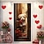 Недорогие Дверные чехлы-День святого Валентина розы сердце дверные покрытия фреска декор дверной гобелен дверной занавес украшение фон дверной баннер съемный для входной двери в помещении и на открытом воздухе украшение для