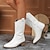 cheap Cowboy &amp; Western Boots-Women&#039;s Boots Cowboy Boots Metallic Boots Riding Boots Outdoor Daily Mid Calf Boots Embroidery Block Heel Low Heel Pointed Toe Vintage Fashion Casual Walking Faux Leather PU Zipper Silver Black White