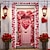 olcso Ajtófedelek-Valentin-napi rózsák szív ajtóhuzatok falfestmény dekoráció ajtó kárpit ajtófüggöny dekoráció háttér ajtó banner kivehető bejárati ajtóhoz beltéri kültéri otthoni szoba dekoráció parasztház