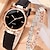 cheap Quartz Watches-2pcs/set, 1pc Fashion Student Quartz Watch &amp; 1pc Peach Heart Rhinestone Bracelet Set, Gift For Daily Life