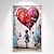 cheap People Paintings-Girl with heart balloon Canvas Art Hand-painted Colorful Figures Painting Banksy Style Graffiti Canvas Wall Art Canvas for Home Wall Decor  No Frame