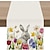 tanie Serwety stołowe-Bieżnik, Wesołych Świąt Wielkanocnych Bieżnik, ładny królik króliczek jajko wzór obrus, Wielkanocny atmosferyczny bieżnik, świąteczna dekoracja stołu z tkaniny Bieżnik, dekoracje wielkanocne