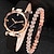 economico Orologi al quarzo-2 pezzi/set, 1 orologio al quarzo per studenti di moda &amp; Set di braccialetti con strass a forma di cuore color pesca, 1 pezzo, regalo per la vita quotidiana