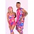 abordables Disfraces para parejas y grupos-Parejas película trajes de patinaje sobre ruedas trajes de muñeca mono rosa fuerte disfraz de cosplay para parejas de hombres y mujeres carnaval de Halloween mascarada