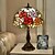 cheap Bedside Lamp-Stained Glass Rose Table Lamp Art Glass Desk Lamp Table Light 19 Inch Tall 12 Inch Wide Lamp Shade Reading Beside Lamp Antique Zinc Base for Living Room Bedroom Glass 110-240V
