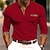 cheap Men&#039;s Button Up Polos-Floral Men&#039;s Casual 3D Print Cable Knit Polo Outdoor Casual Daily Streetwear Polyester Long Sleeve Turndown Polo Shirts Black Wine Spring &amp; Summer S M L Micro-elastic Lapel Polo