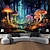 cheap Blacklight Tapestries-Mushroom Forest Blacklight Tapestry UV Reactive Glow in the Dark Trippy Psychedelic Misty Nature Landscape Hanging Tapestry Wall Art Mural for Living Room Bedroom