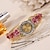 Χαμηλού Κόστους Ρολόγια Quartz-5 τμχ/σετ γυναικείο ρολόι πολυτελές ρολόι χαλαζία από στρας vintage αναλογικό ρολόι καρπού &amp; σετ κοσμημάτων, δώρο για τη μαμά της