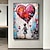 billige Portrætter-pige med hjerte ballon lærred kunst håndmalet farverige figurer maleri banksy stil graffiti lærred væg kunst lærred til hjemmet væg indretning ingen ramme