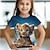 billige piges 3d t-shirts-Pige 3D Tiger T-shirt Skjorte Kortærmet 3D-udskrivning Sommer Forår Aktiv Mode Sød Stil Polyester Børn 3-12 år Rund hals udendørs Afslappet Daglig Regulær