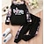 cheap Sets-2 Pieces Kids Girls&#039; Graphic Button Pants Suit Set Long Sleeve Active School 7-13 Years Spring Black Pink