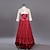 abordables Costumes vintage et anciens-Victorien Renaissance Costume Femme Tenue Rouge +Doré Vintage Cosplay 50% Coton / 50% Polyester Manches 3/4 Gigot / Ballon