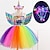 billiga Film- och TV-kostymer-set med enhörning tutu klänning vingar pannband 4 lyser stjärnstavar barn flickor prinsessa grimma tyll klänning värld bok dag karneval kostymer