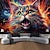 cheap Blacklight Tapestries-Painting Cat Portrait Blacklight Tapestry UV Reactive Glow in the Dark Trippy Misty Hanging Tapestry Wall Art Mural for Living Room Bedroom