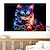 billige Dyre Tryk-dyr vægkunst lærred farve katteprint og plakater billeder dekorativt stof maleri til stuen billeder ingen ramme