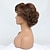 cheap Older Wigs-Short Curly Dark Brown Wigs for Old Lady Layered Curly Wig with Bangs Wavy Brown Wig with Dark Roots Natural Synthetic Hair for Carnival Party