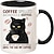 preiswerte Becher &amp; Tassen-1 tragbare Keramik-Kaffeetasse – schwarzes Katzendesign mit rückwärts geschriebenem Effoc-Buchstaben – 11-Unzen-Reisebecher für Kaffeeliebhaber unterwegs