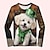 preiswerte 3D-T-Shirts für Mädchen-st. Patrick Mädchen-T-Shirt mit 3D-Hund, langärmlig, 3D-Druck, Frühling, Herbst, aktiv, modisch, niedlich, Polyester, Kinder 3–12 Jahre, Rundhalsausschnitt, Outdoor, lässig, täglich, normale Passform