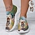 abordables Zapatos de impresión gráficos-Mujer Zapatillas de deporte Slip-Ons Zapatos estampados Tallas Grandes Zapatos Flyknit Exterior Diario Perro 3D Tacón Plano Moda Casual Flying Weaving Verde