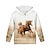 cheap Boy&#039;s 3D Hoodies&amp;Sweatshirts-Unisex 3D Horse Hoodie Pullover Long Sleeve 3D Print Spring Fall Fashion Streetwear Cool Polyester Kids 3-12 Years Hooded Outdoor Casual Daily Regular Fit