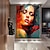 billiga Människomålningar-handmålad väggkonst färgrik kvinna ansikte oljemålning väggkonstmålning abstrakt kvinnlig ansiktsmålning heminredning flicka porträttbild heminredning redo att hänga eller duk