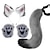 cheap Carnival Costumes-Cat Ears and Wolf Fox Animal Tail Cosplay Costume Faux Fur Hair Clip Headdress Halloween Leather Headband Gloves Tail Set