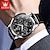 זול שעונים מכאניים-OLEVS גברים שעון מכני פאר צג גדול ספורטיבי שעון יד זורח לוח שנה נצחי לוח שנה שבוע תאריך עור אמיתי שעון