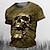お買い得  頭蓋骨と骨-男性用 Tシャツ ハロウィンシャツ グラフィック スカル クルーネック 衣類 3Dプリント アウトドア カジュアル 半袖 プリント ヴィンテージ ファッション デザイナー