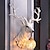 abordables Chandeliers Muraux-Lampe murale à tête de cerf porte-bonheur, lampe créative en bois de résine, luminaire mural avec abat-jour en cristal, luminaire décoratif pour le salon en blanc