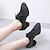 cheap Practice Dance Shoes-Women&#039;s Practice Trainning Dance Shoes Performance Training Heel Flower Cuban Heel Round Toe Lace-up Adults&#039; Black